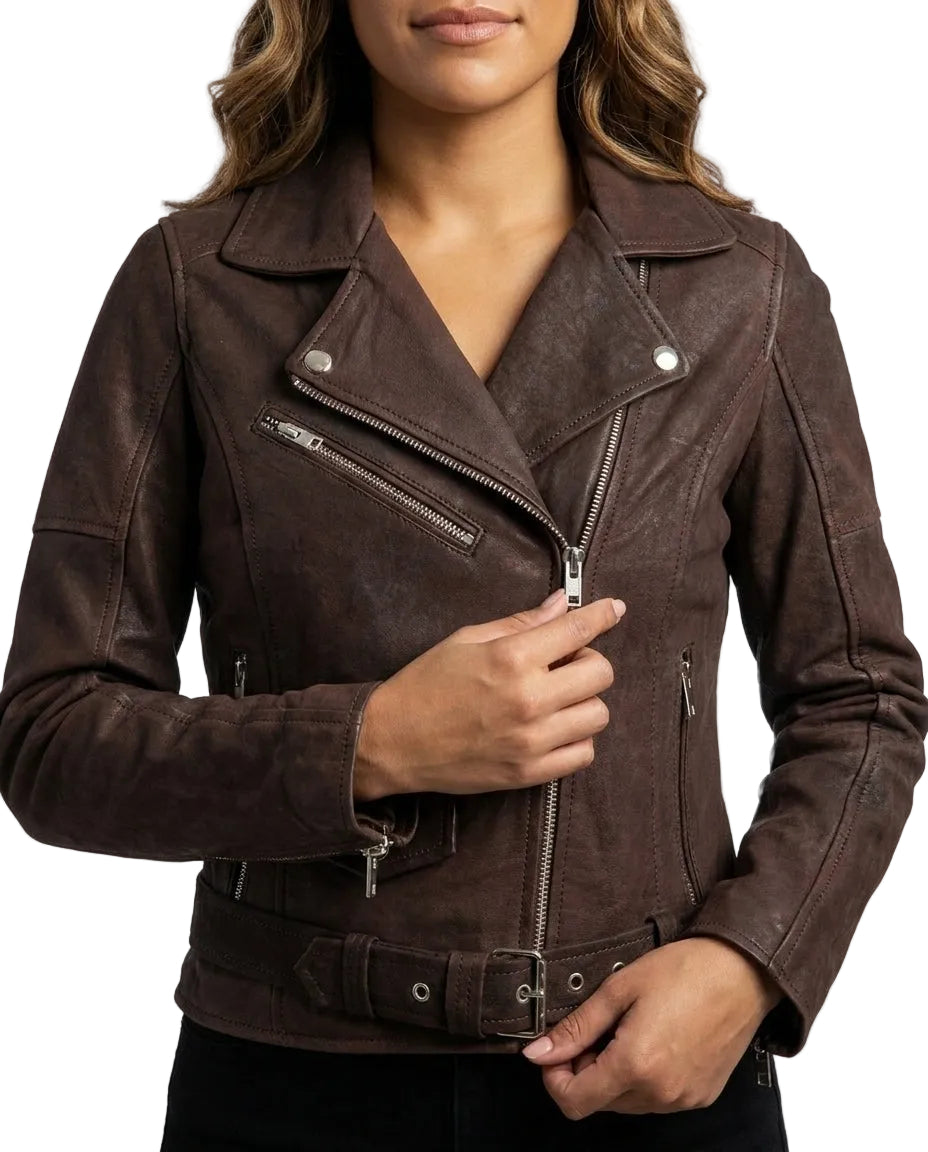 Supreme Leather Women's Donna Brown Snuff Leather Jacket