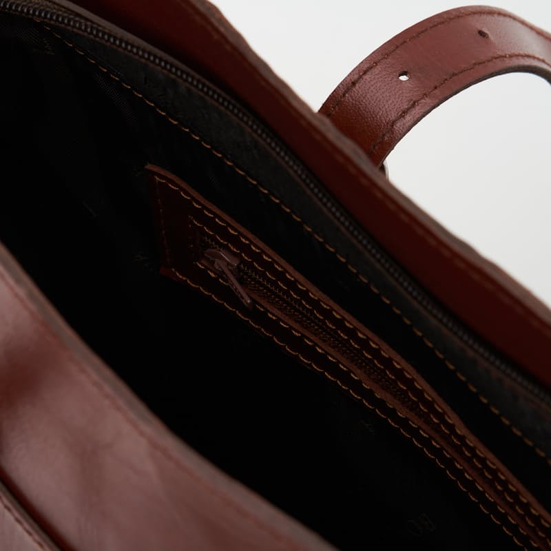 Women's Kelly  Genuine Leather Classic Tote Hand bag - Waxed-Brown