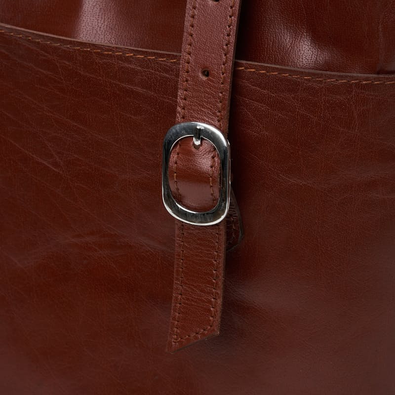 Women's Kelly  Genuine Leather Classic Tote Hand bag - Waxed-Brown