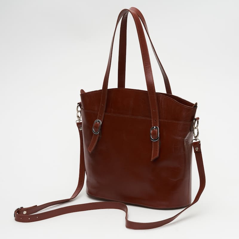 Women's Kelly  Genuine Leather Classic Tote Hand bag - Waxed-Brown
