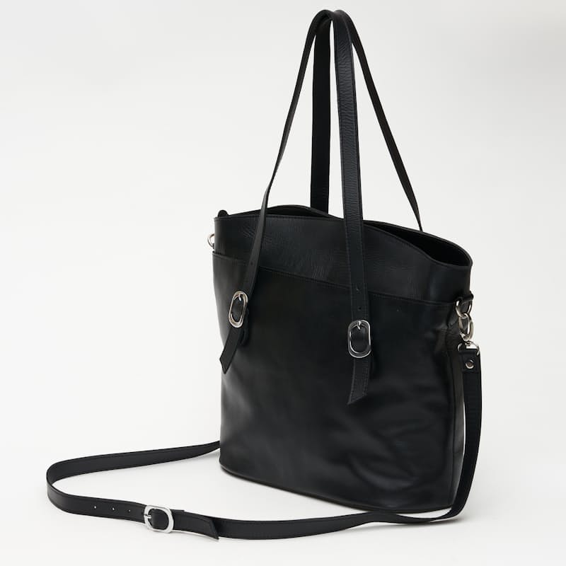 Women's kelly Genuine Leather Classic Tote Black Handbag