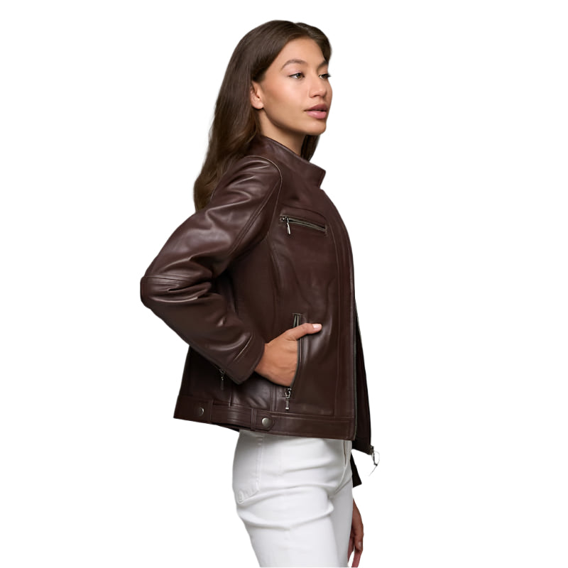 Women's Nube Classic Brown Leather Jacket