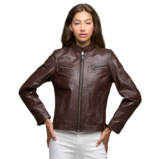 Women's Nube Classic Brown Leather Jacket