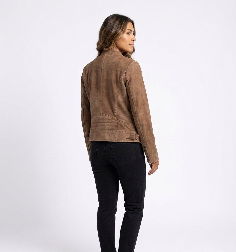 Ladies Bella Rusty Brown Leather Jacket