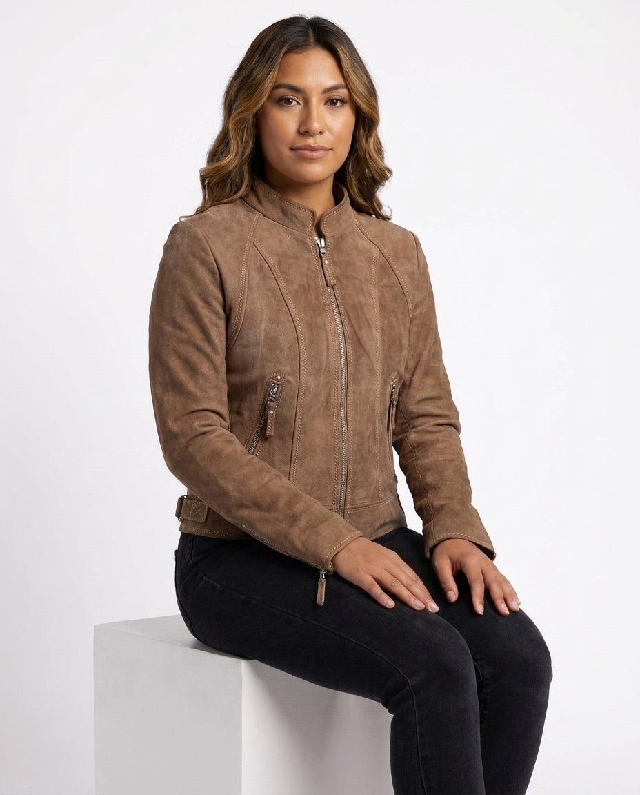 Ladies Bella Rusty Brown Leather Jacket