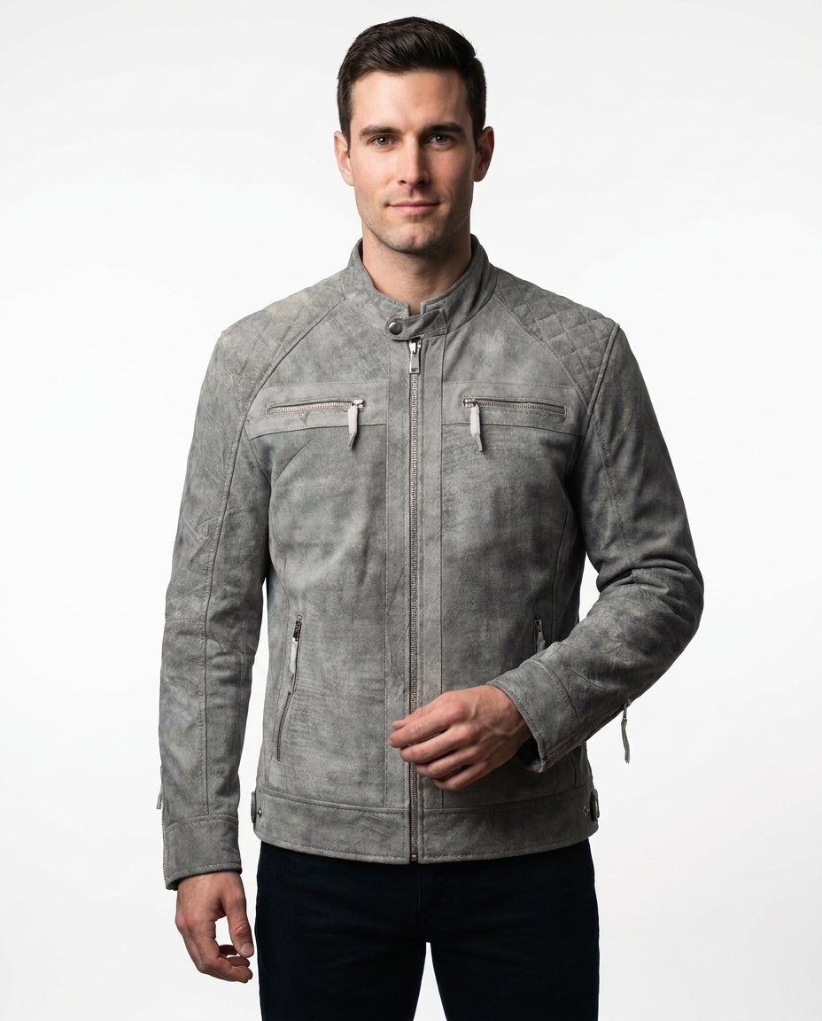 Men's Vintage Grey-Snuff Leather Jacket