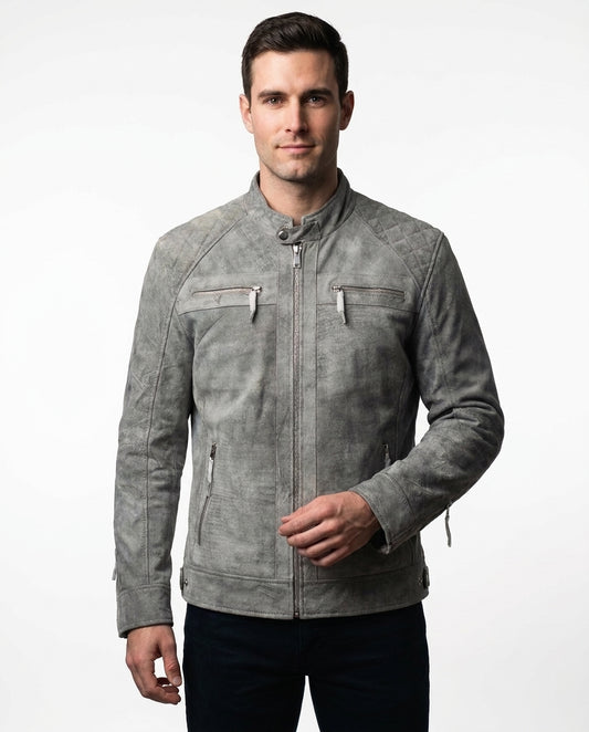 Men's Vintage Grey-Snuff Leather Jacket