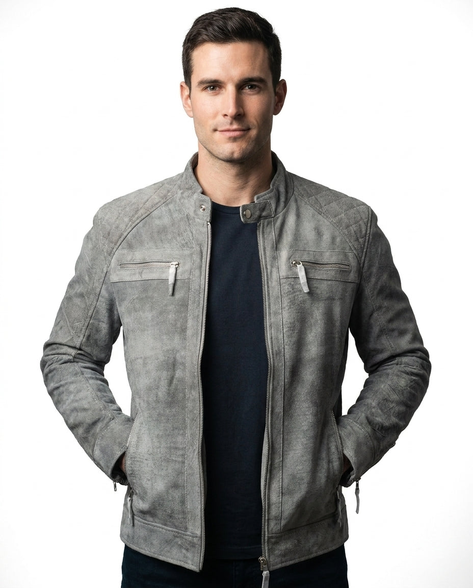 Men's Vintage Grey-Snuff Leather Jacket