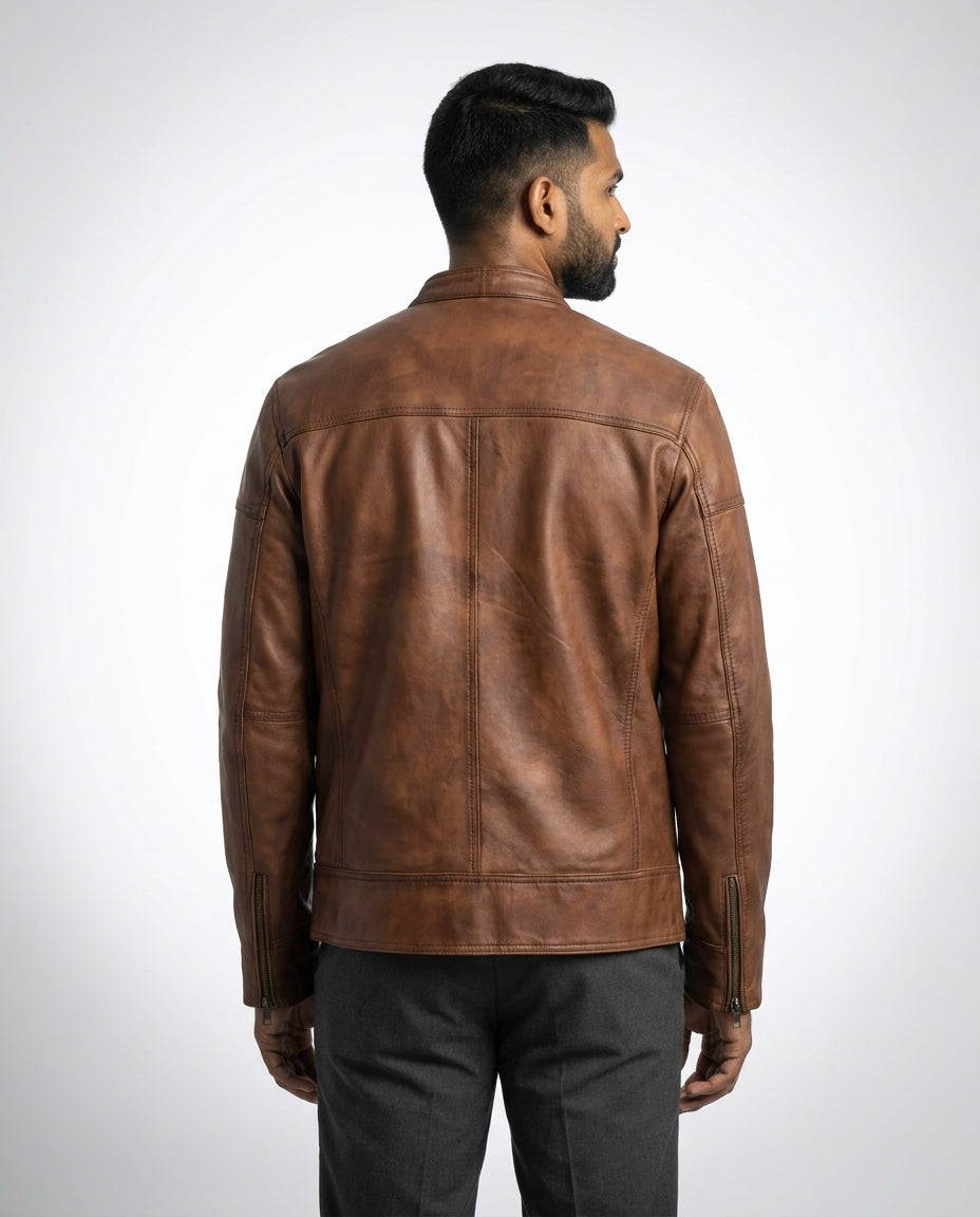 Men's Sutherland Waxed-Brown Leather Jacket