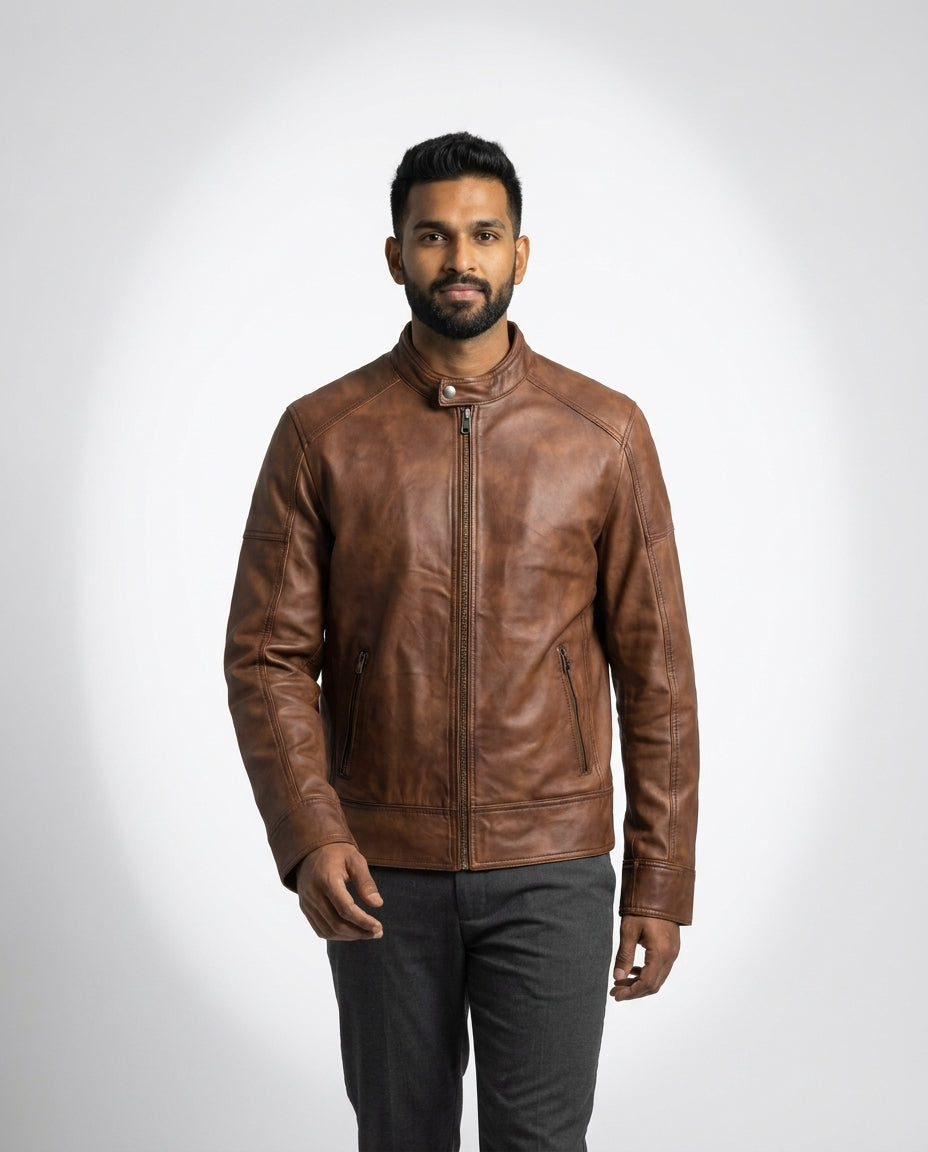 Men's Sutherland Waxed-Brown Leather Jacket