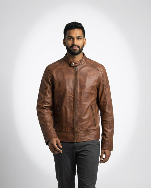 Men's Sutherland Waxed-Brown Leather Jacket