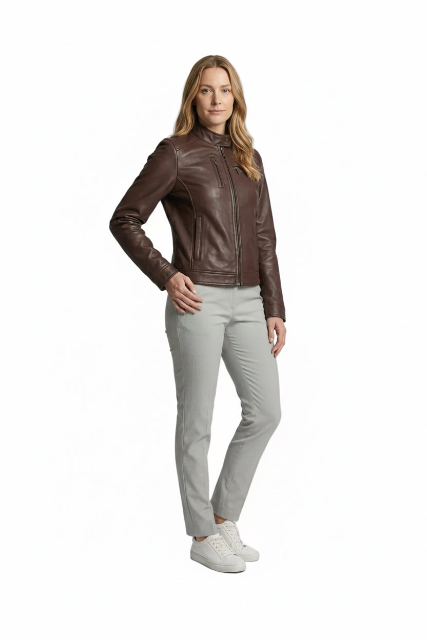 Women's Nube Classic Brown Leather Jacket
