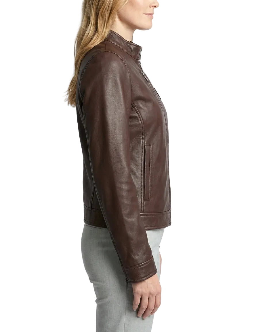 Women's Nube Classic Brown Leather Jacket