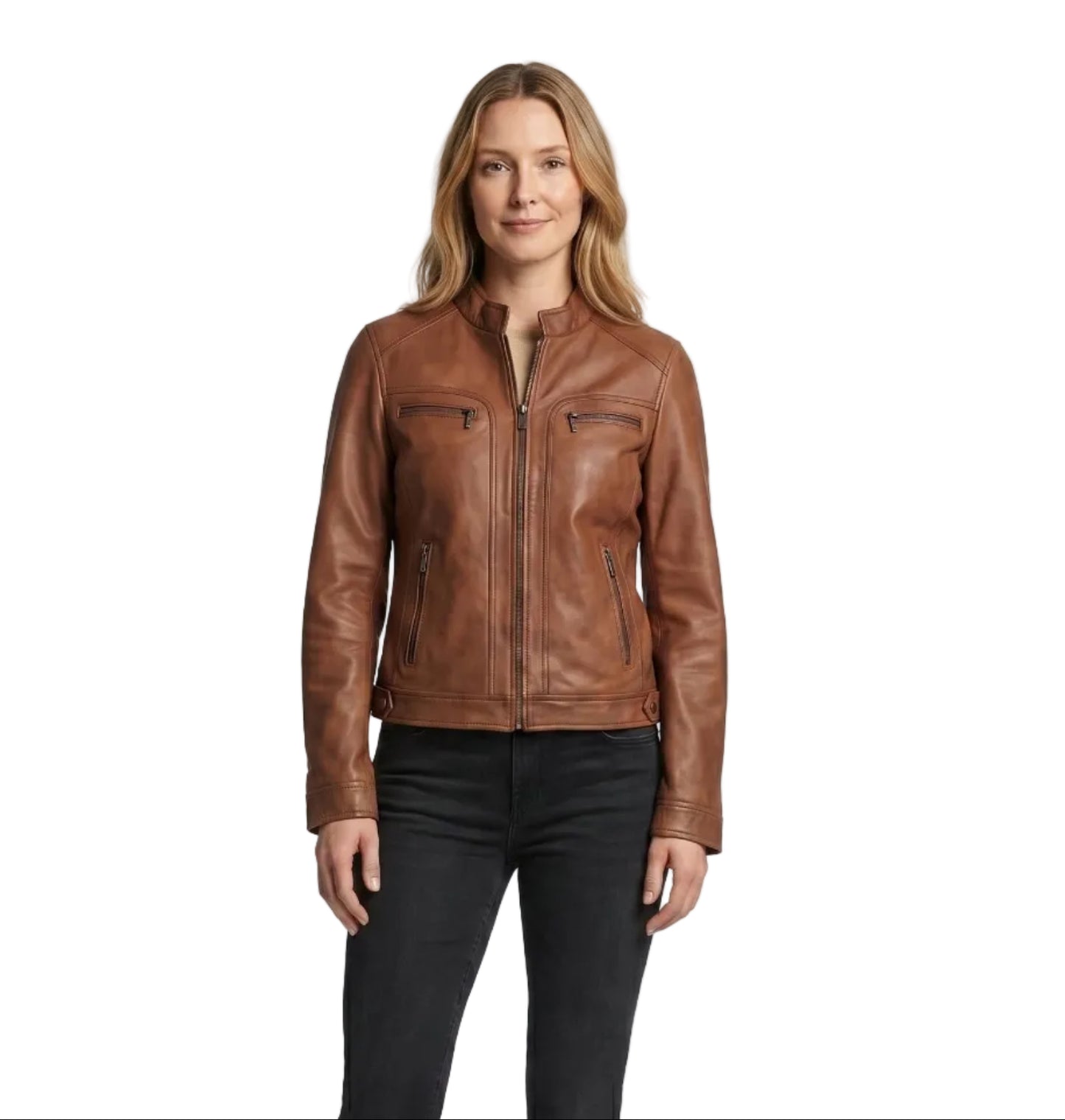 Women's Nube Classic Waxed-Brown Leather Jacket