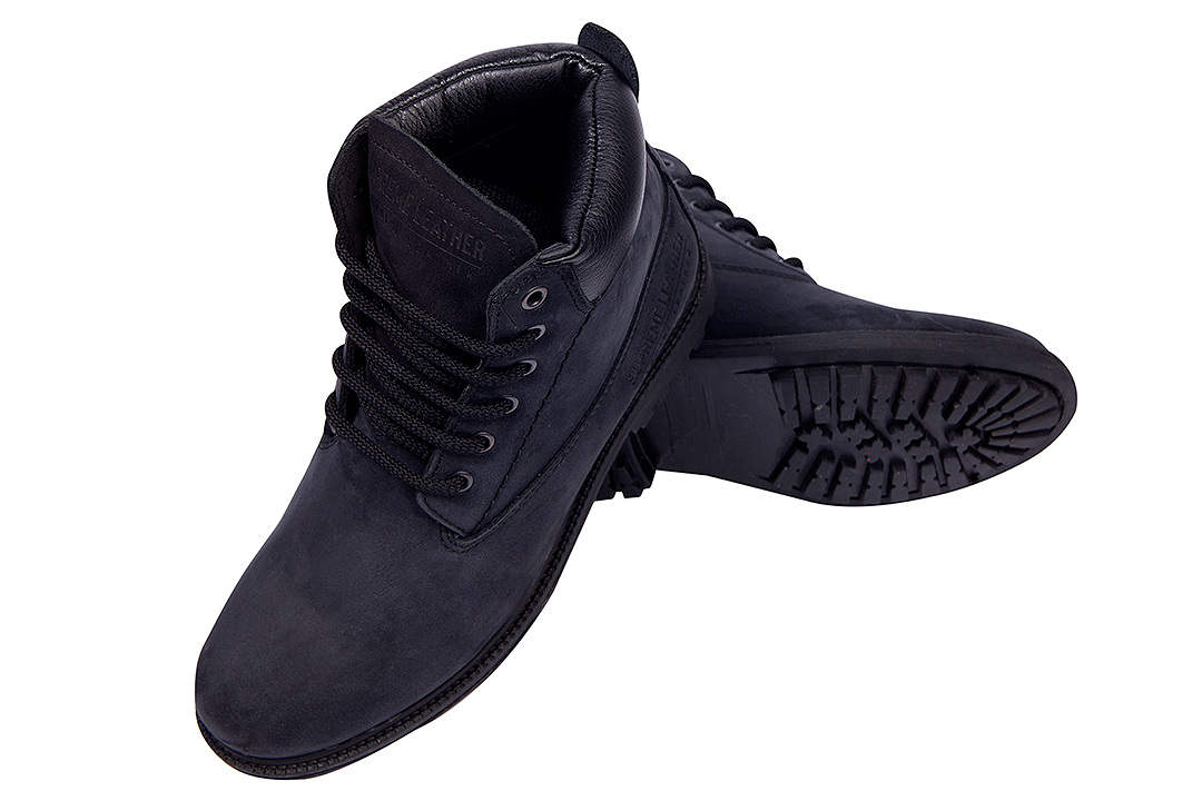 Supreme Leather Men's Genuine Leather Hunter Black  Lace-Up Boots