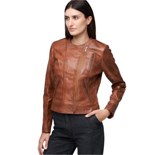 Luna Biker Waxed-BrownLeather Jacket