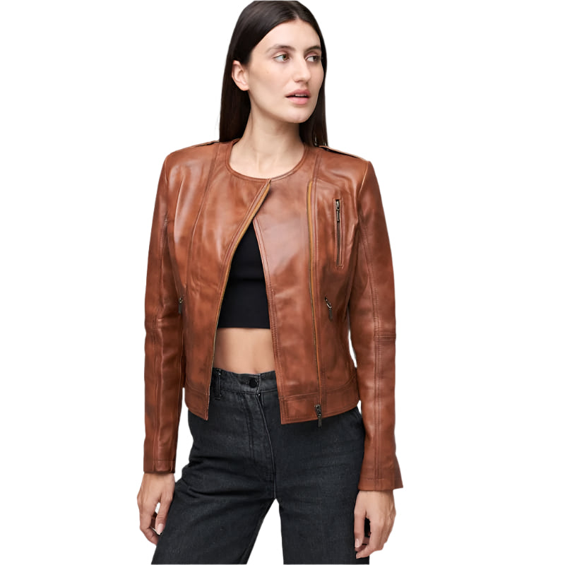 Luna Biker Waxed-BrownLeather Jacket
