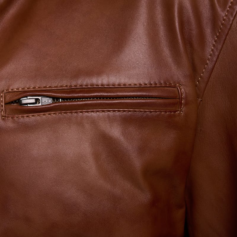 Men's Bomber Fur Waxed-Brown Leather Jacket