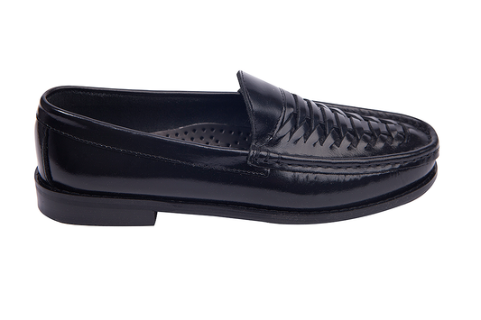 Supreme Leather  Woven Leather Loafer – Black