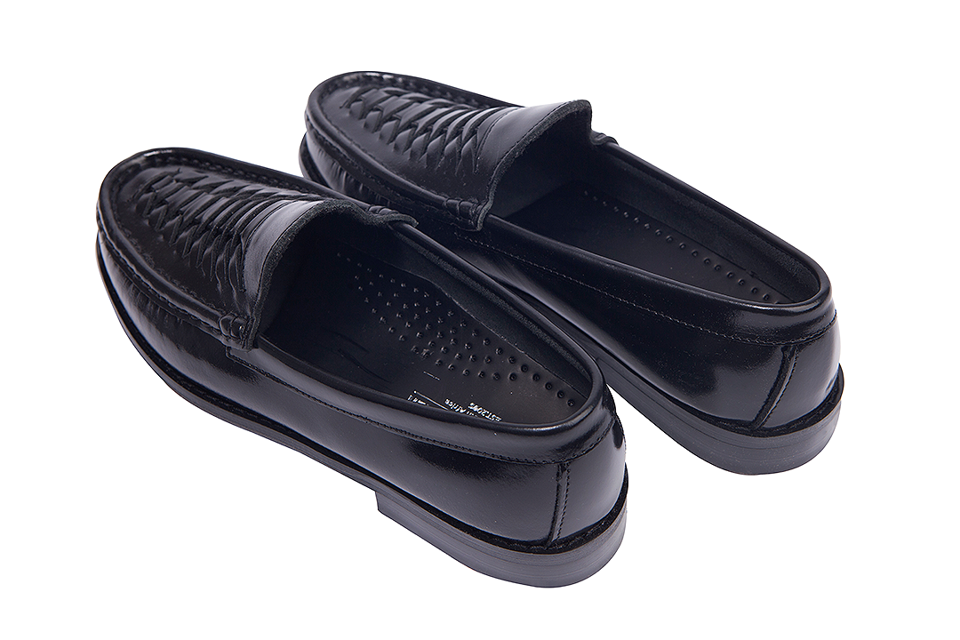 Supreme Leather  Woven Leather Loafer – Black