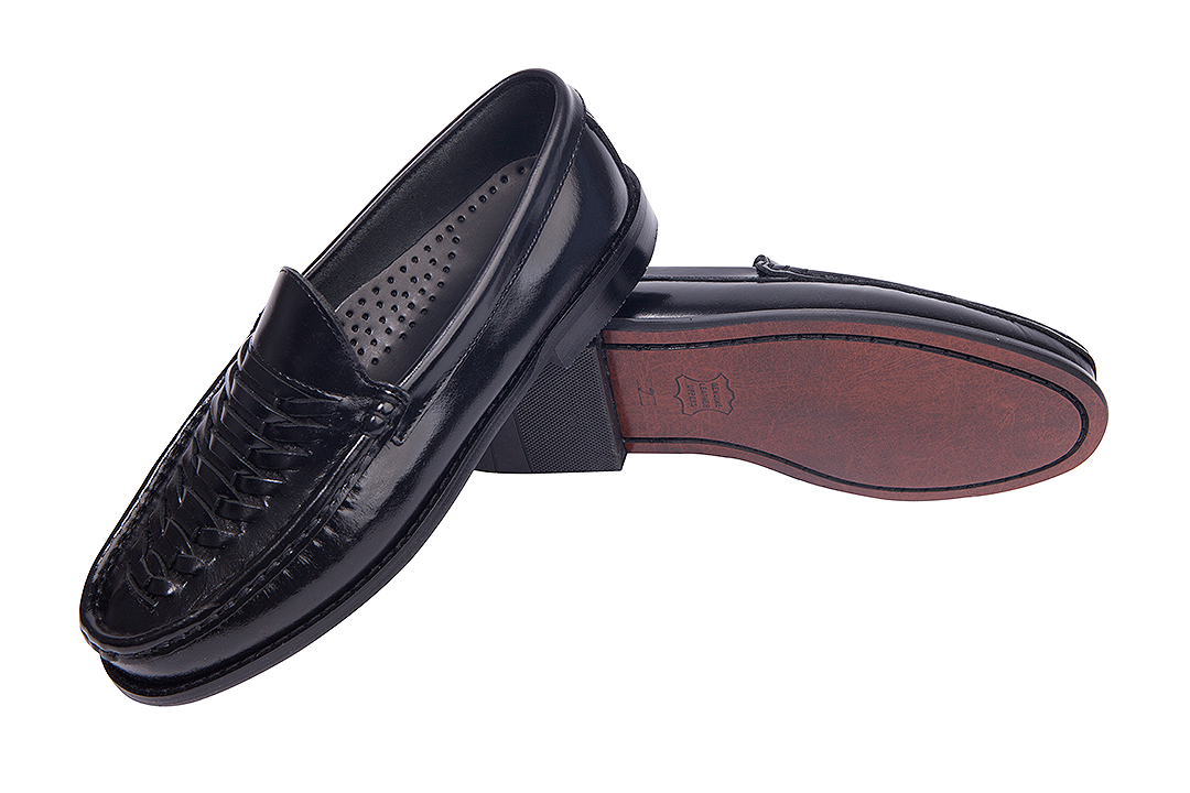 Supreme Leather  Woven Leather Loafer – Black