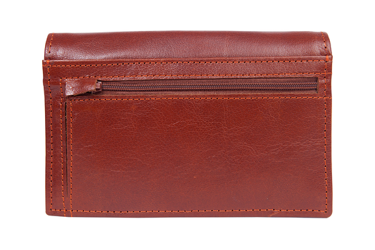 Women's Genuine Leather "OXFORD" Purse - Waxed-Brown