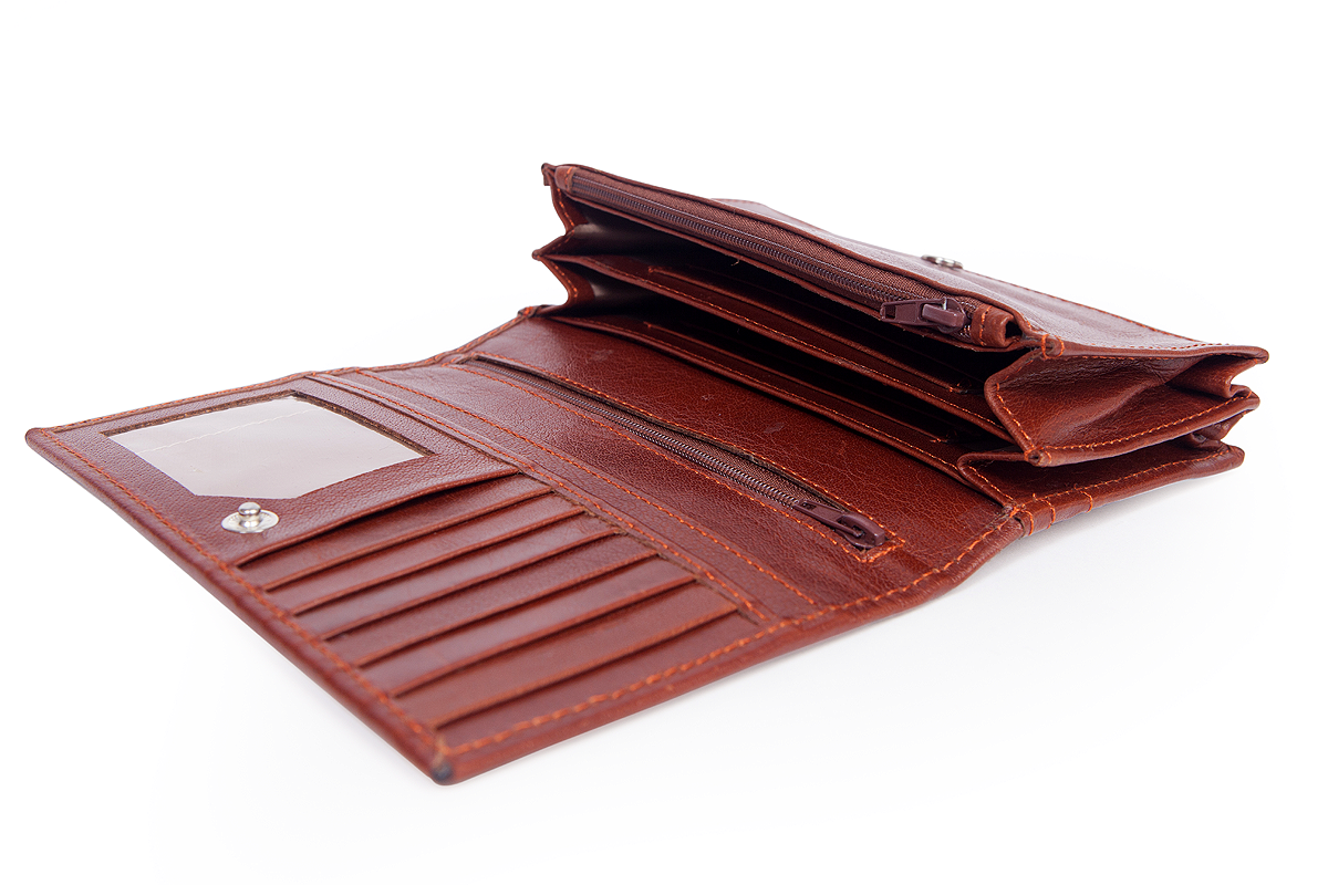 Women's Genuine Leather "OXFORD" Purse - Waxed-Brown