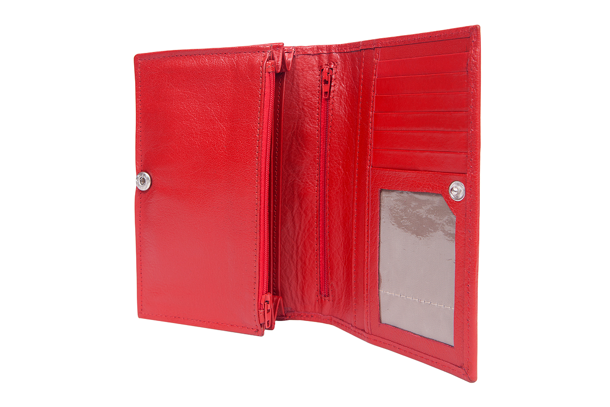 Women's Genuine Leather "OXFORD" Purse - Red