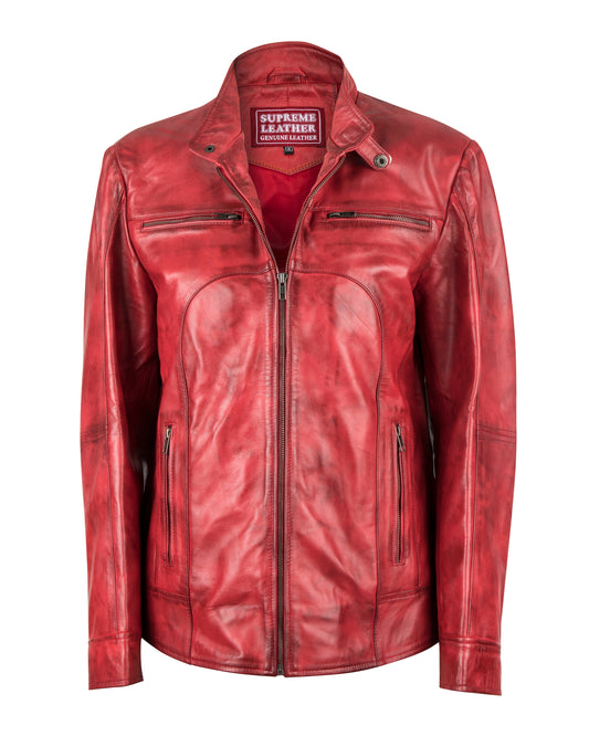 Men's Classic Slim Fit Ox-Waxed Leather Jacket