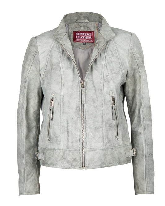 Ladies Bella Grey-Snuff  Leather Jacket