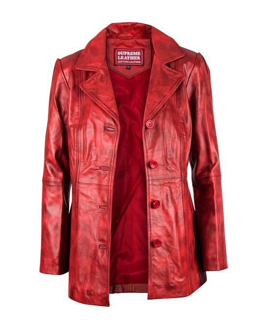 Women's Selena Long Coat  Ox-Waxed Leather Jacket