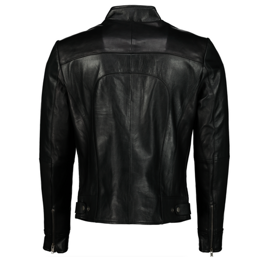 Men's Classic Slim Fit Black  Leather Jacket