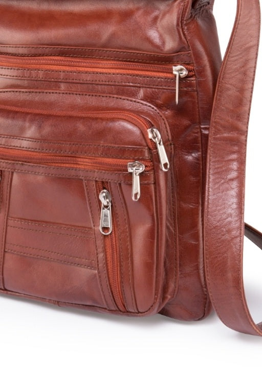 Women's Leather Waxed-Brown Cross Body Bag