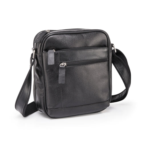 Supreme Leather Genuine Leather Unisex Messenger Bag - Black