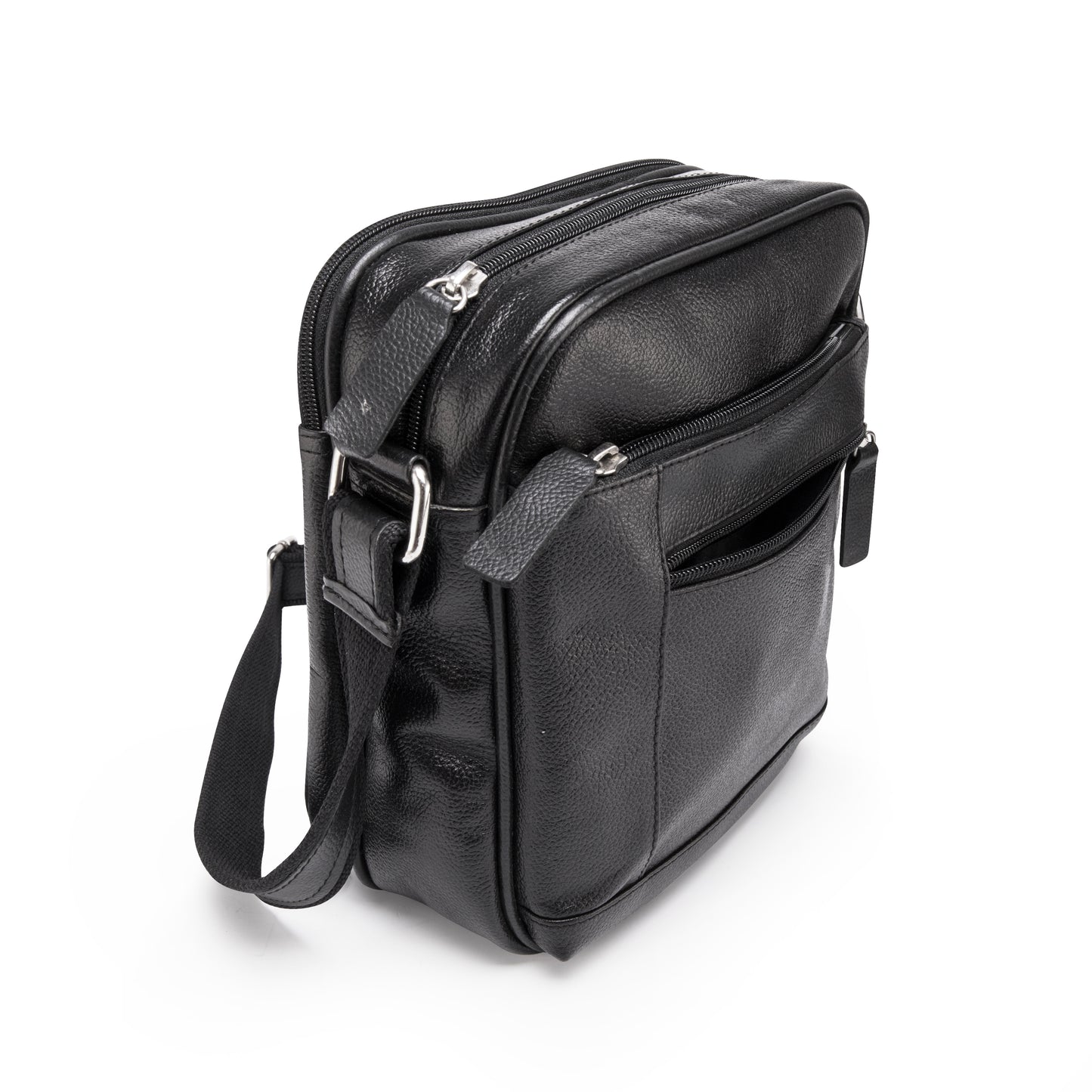 Supreme Leather Genuine Leather Unisex Messenger Bag - Black