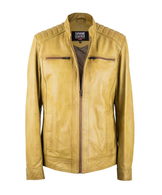 Men's Nube Slim Fit Mustard/Yellow Leather Jacket
