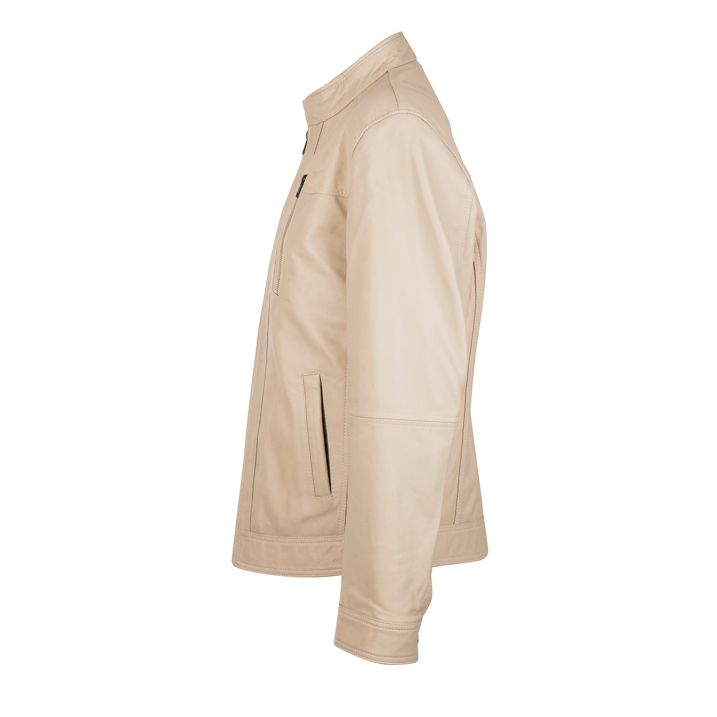Men's Jace Classic Slim-Fit Beige/Cream Leather Jacket