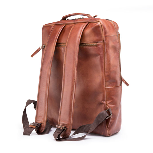 Supreme Leather Oxford Unisex Backpack-Waxed-Brown