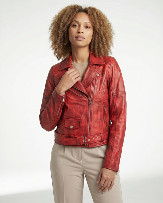 Women's Donna Ox - Waxed Leather Biker Jacket
