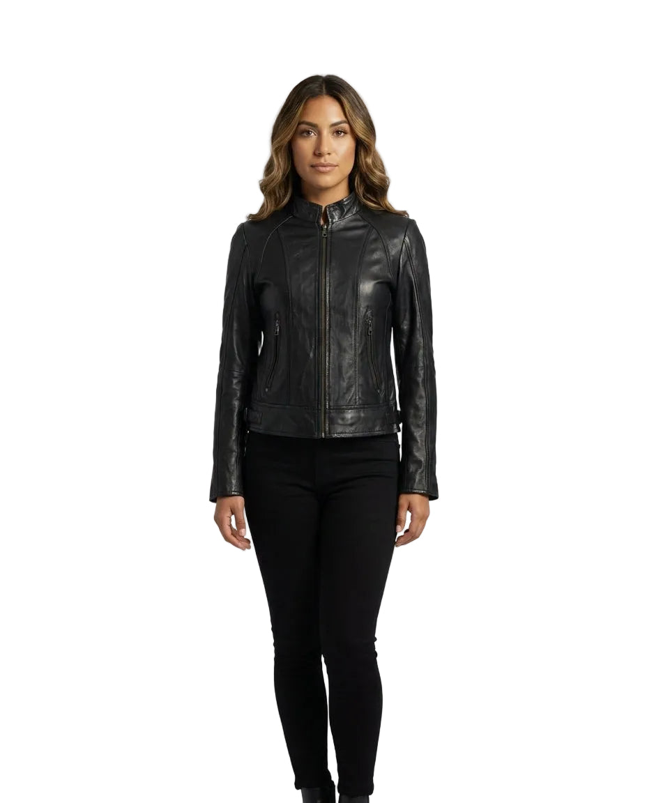 Women's Bella Black 100% Nappa Leather Jacket