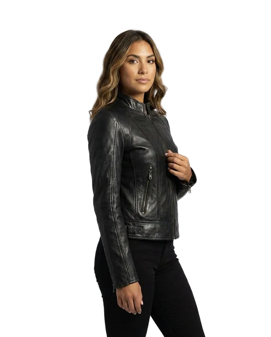 Women's Bella Black 100% Nappa Leather Jacket
