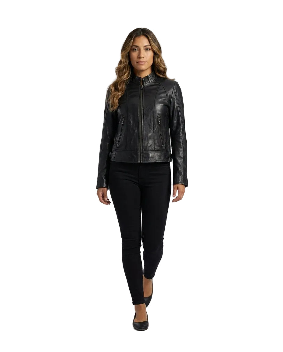 Women's Bella Black 100% Nappa Leather Jacket
