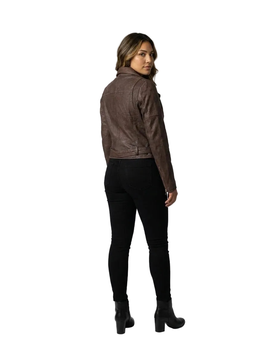 Supreme Leather Women's Donna Brown Snuff Leather Jacket